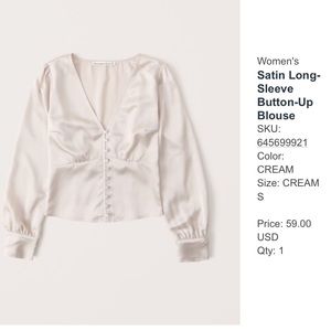 Abercrombie & Fitch Satin Long-Sleeve Button-Up Blouse